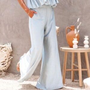 Jacinta Pocketed High Rise Wide Leg Pants - Waterlily